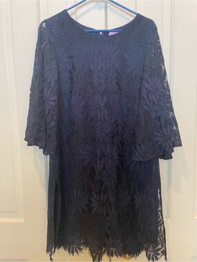 Lilly Pulitzer Navy Floral Lace Jackelin romper